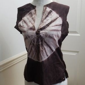 Joyaan Boho Tie-dyed Sleeveless Top, M may fit S